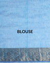 Unique Banarasi Silk Linen Blue Handloom Saree