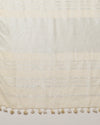 Vivid Pure Linen Embroidered Handloom Off White Saree