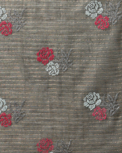 Striped Katan Silk Saree Marlin Blue Handcrafted