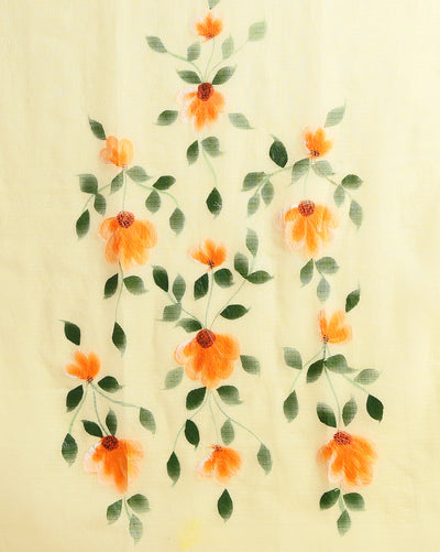 Handpainted Kota Doria Green Suit (Top & Dupatta)
