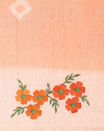 Earthy Bandhej Kota Doria Embroidery Orange Saree Handdyed