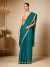 Kota Doria Pure Silk Green Saree Hand Dyed with Blouse-Indiehaat