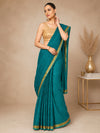 Kota Doria Pure Silk Green Saree Hand Dyed with Blouse-Indiehaat