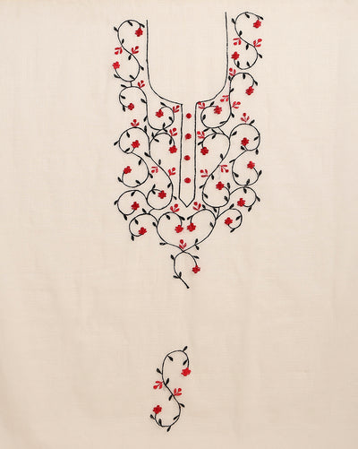 Embroidered Elegant Kota Doria White Suit (Top+Dupatta)