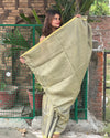 Hand Dyed Pure Tissue Linen Gray Color Saree With Running Blouse Hand Dyed-Indiehaat