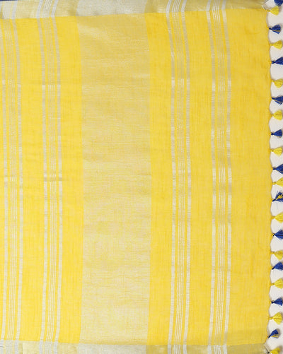 Subtle Slub Linen Hand Dyed Yellow Saree