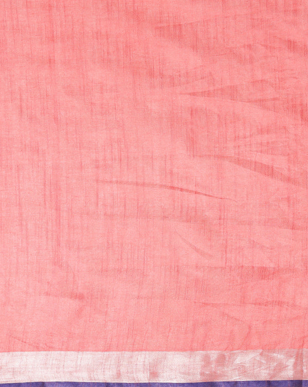 Delicate Slub Linen Hand Dyed Charm Pink Saree