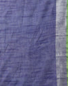 Slub Linen Hand Dyed Blue Saree with Contrast Blouse-Indiehaat