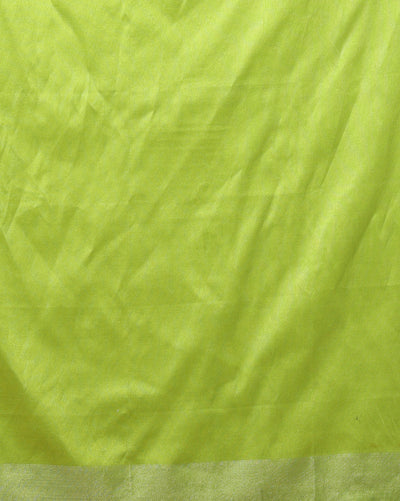 Slub Linen Hand Dyed Blue Saree with Contrast Blouse-Indiehaat