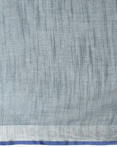 Smoky Slub Linen Hand Dyed Gray & Blue Saree