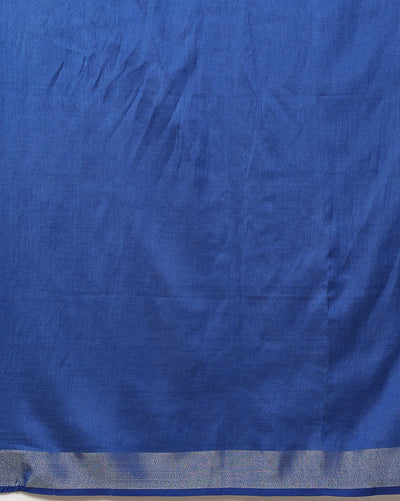 Smoky Slub Linen Hand Dyed Gray & Blue Saree