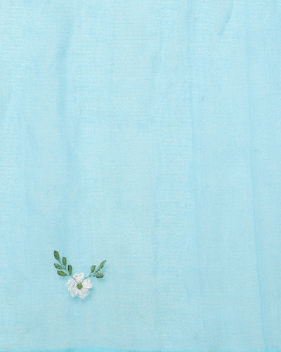 Classic Kota Doria White Pure Cotton Floral Embroidery Saree