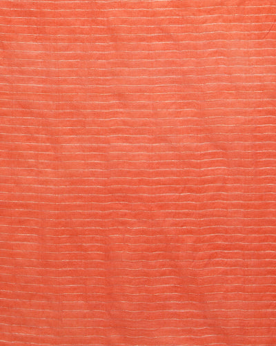 Striped Kota Slub Sequence Pallu Saree Hand Dyed Orange