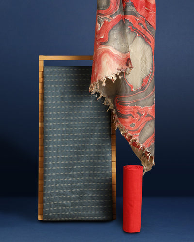 Abstract Katan Silk Tie Dyed Gray & Beige Suit (T+B+D)