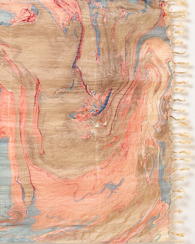 Abstract Katan Silk Tie Dyed Red & Blue Suit