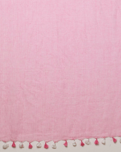 Magnificent Pure Linen Saree Hand Embroidered Pink