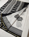 Banjaran Masterful Blockprint Chanderi Silk Saree Black & White
