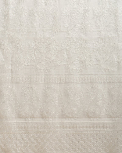 Embroidered Kota Doria Suit White (Top+Dupatta+Bottom)