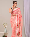 Linen Blockprinted Dreamy Peach Natural Dye Saree