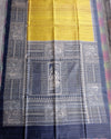 Silkmark Tussar Lustrous Madhubani Yellow & Black Saree