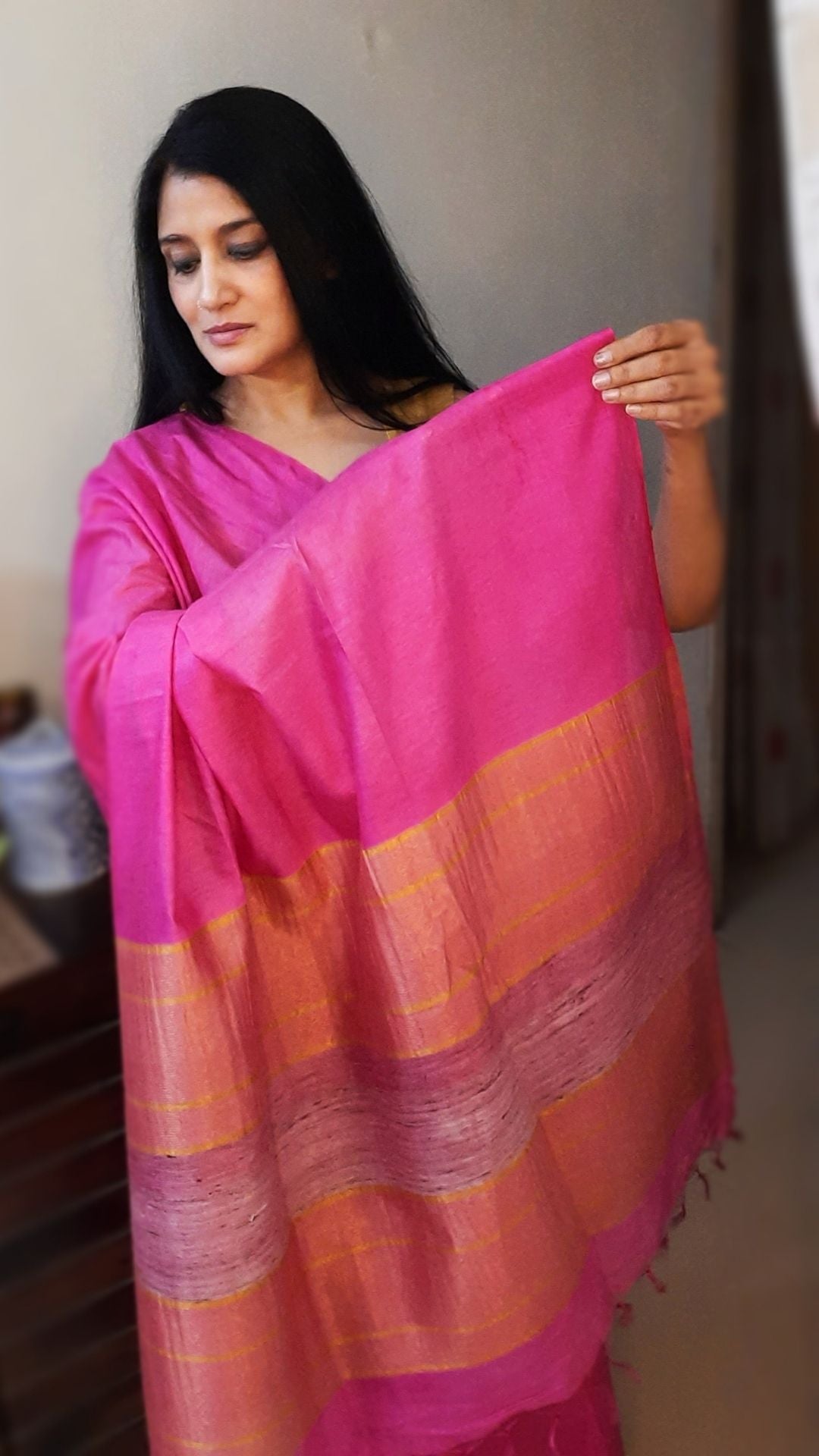 Silkmark Alluring Pure Eri Silk Pink Saree