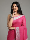 Masterful Handwoven Pure Linen Pink Saree