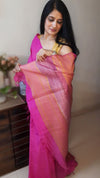 Silkmark Alluring Pure Eri Tussar Silk Pink Saree