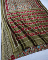 Heritage Threads Patola Chanderi Silk Saree Hemlock Green