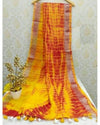 Ornamental Linen Shibori Yellow Hand Dyed Saree