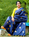 Silkmark Pure Tussar Vivid Embroidered Black Saree