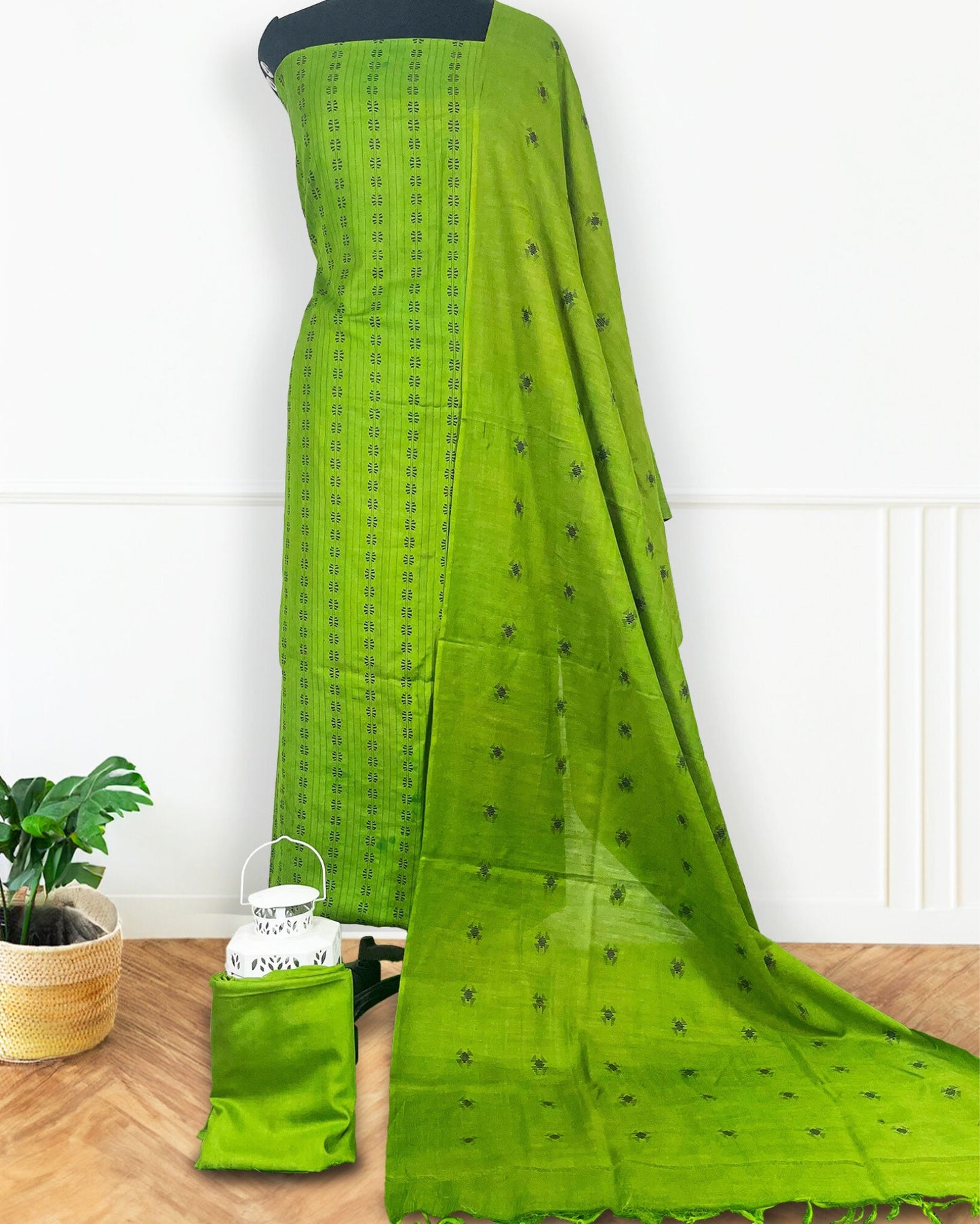Katan Silk Exquisite Handcrafted Green Suit
