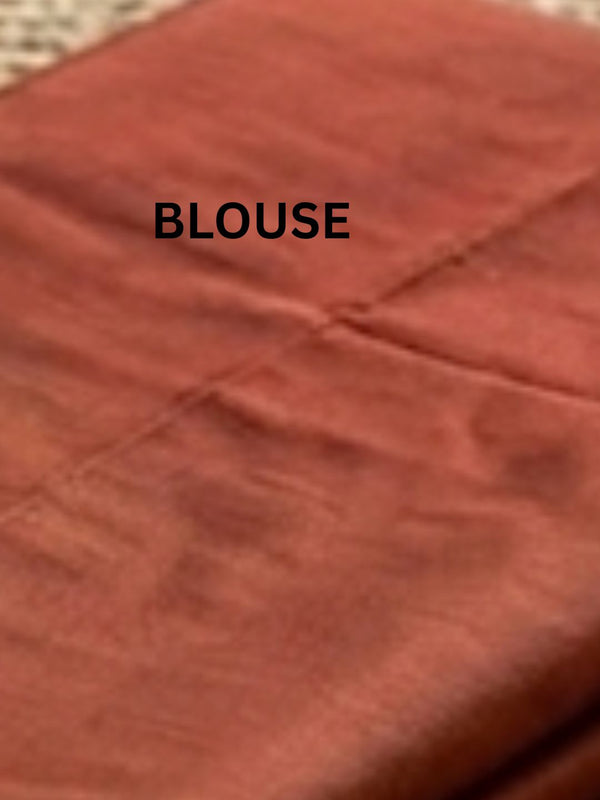 Handloom Kota Silk Beige & Rust Red Saree