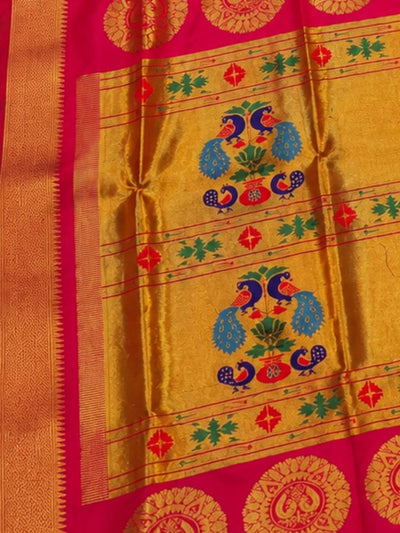 Rajdhara Handloom Paithani Silk Saree Hot Pink