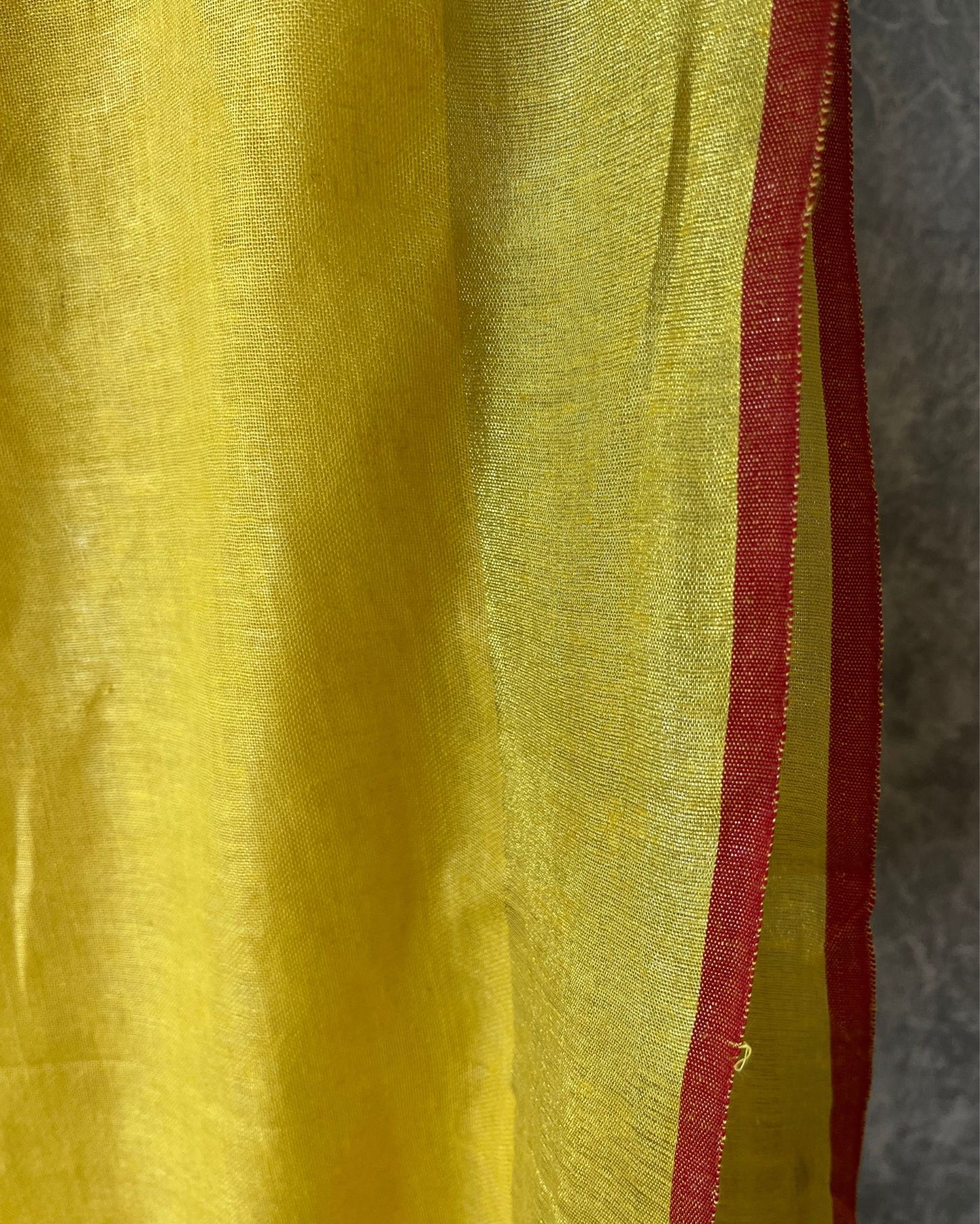 2510-Handwoven Pure Linen Yellow Saree with Blouse