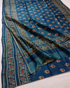 Ret Ki Chhaya Ajrakh Printed Bahama Blue Chanderi Silk Saree