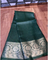 Lucid Banarasi Silk Linen Gray Handloom Saree
