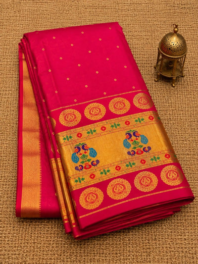 Rajdhara Handloom Paithani Silk Saree Hot Pink