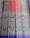 Silkmark Tussar Dreamy Madhubani Blue & Red Saree