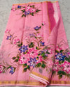 Indiehaat | Kota Cotton Hand Brush Print Pink Saree