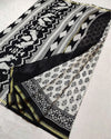 Banjaran Dazzling Blockprint Chanderi Silk Saree Black & White