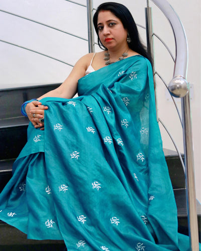 Buy Tussar Silk Saree – Floral Buti Embroidery | Silkmark