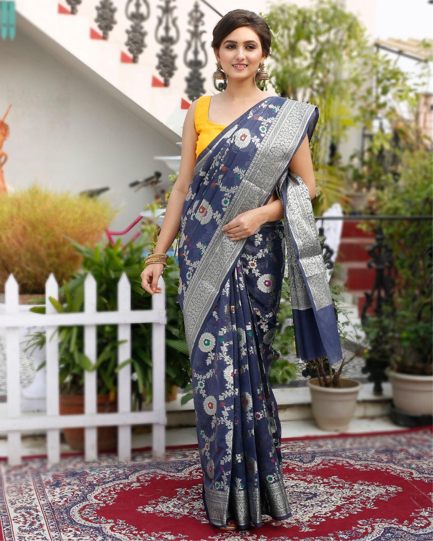 Kota Banarasi Silk Saree Violet Handcrafted