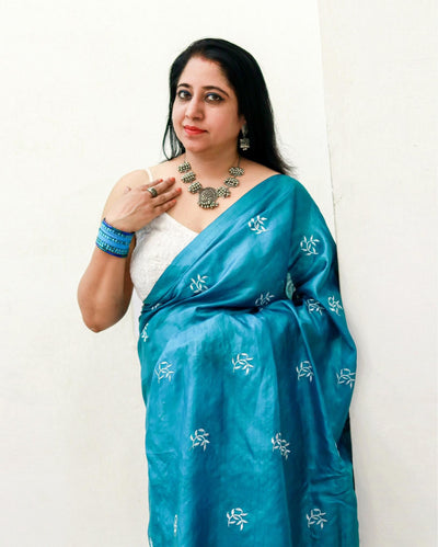 Buy Tussar Silk Saree – Floral Buti Embroidery | Silkmark