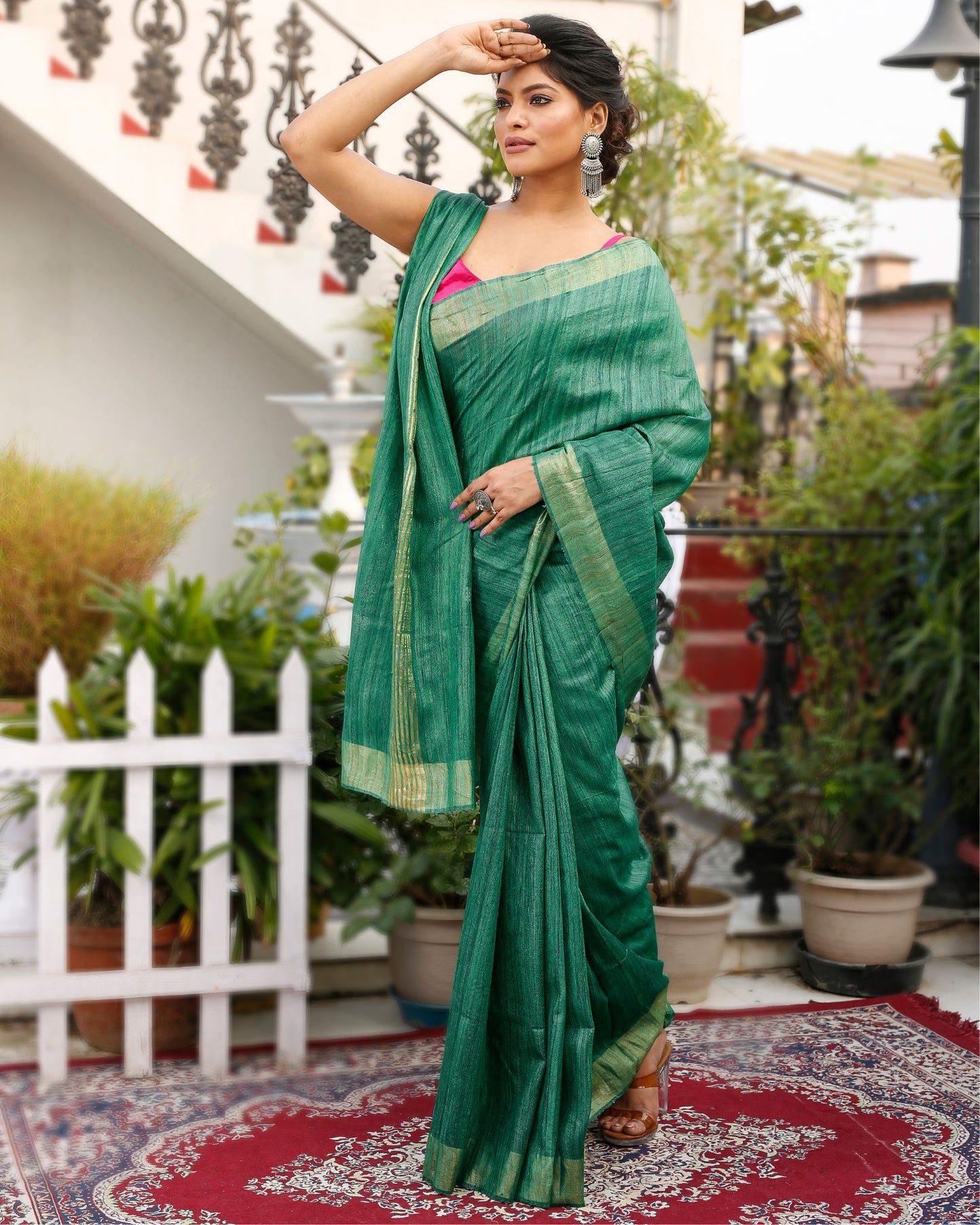 Silkmark Ghicha Tussar Exquisite Green Saree