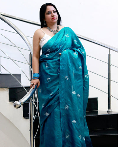 Buy Tussar Silk Saree – Floral Buti Embroidery | Silkmark