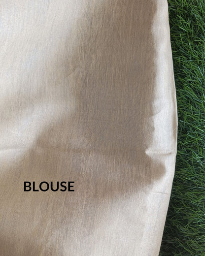 Effulgent Pure Tissue Linen Handdyed Saree Off White