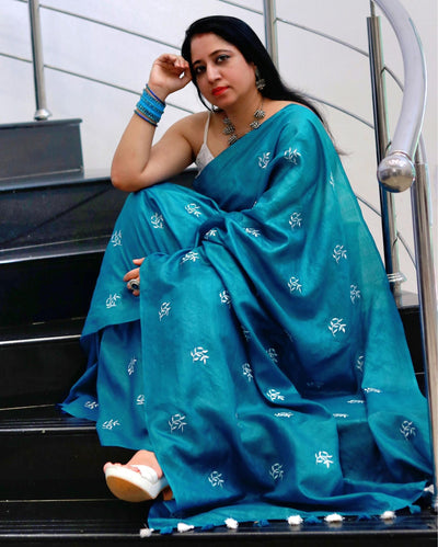 Buy Tussar Silk Saree – Floral Buti Embroidery | Silkmark