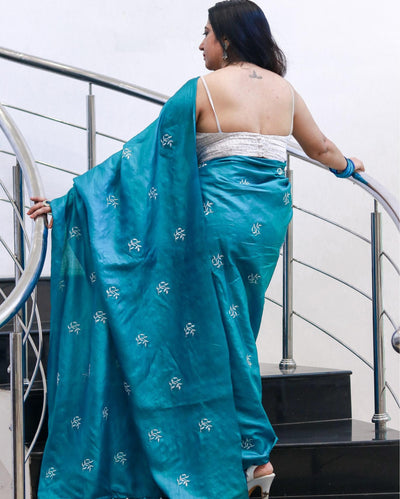 Buy Tussar Silk Saree – Floral Buti Embroidery | Silkmark