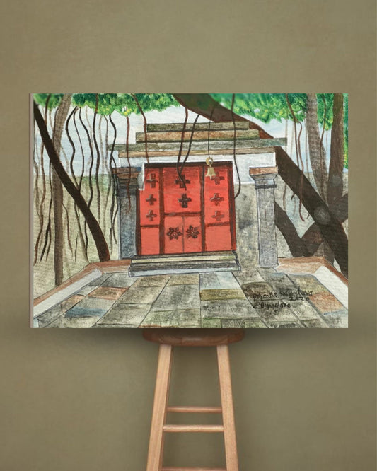 4162-Acrylic Painting (Still Life Temple) by Priyanka