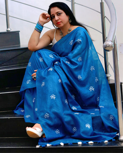 Tussar Silk Saree Online – Floral Buti Embroidery – Elegant – Indiehaat